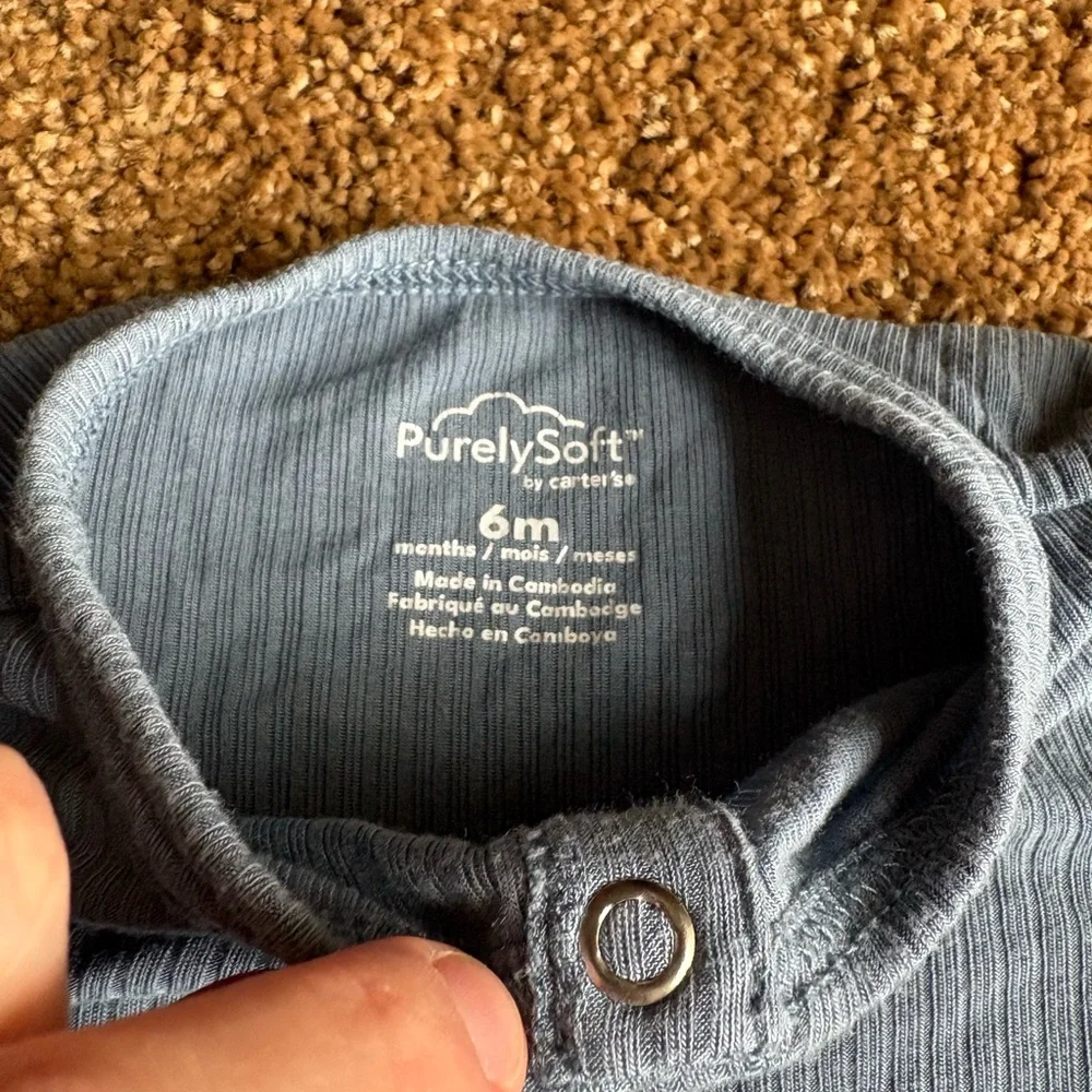 Carter's Blue Ribbed Short Sleeve - Purely Soft